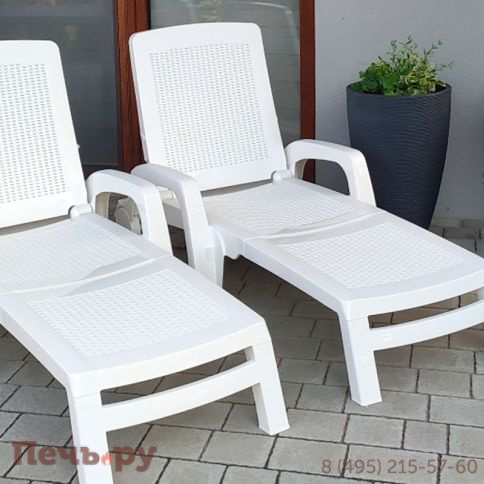 Шезлонг Gardeck B:rattan MIAMI складной, белый (дисконт) фото 5