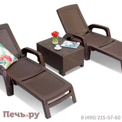 Шезлонг Gardeck B:rattan MIAMI складной, коричневый (дисконт) фото 2