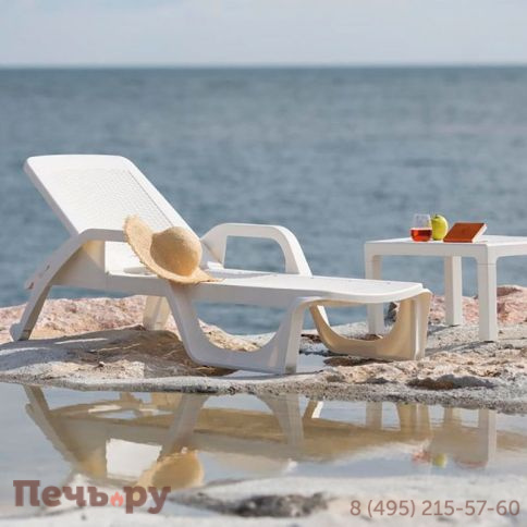 Шезлонг Gardeck B:rattan NILO стопирующийся, белый фото 2