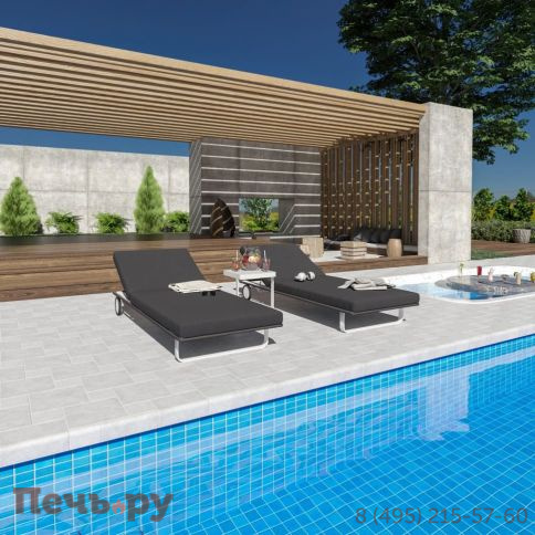 Шезлонг COSTA на колесах антрацит - белый каркас фото 3