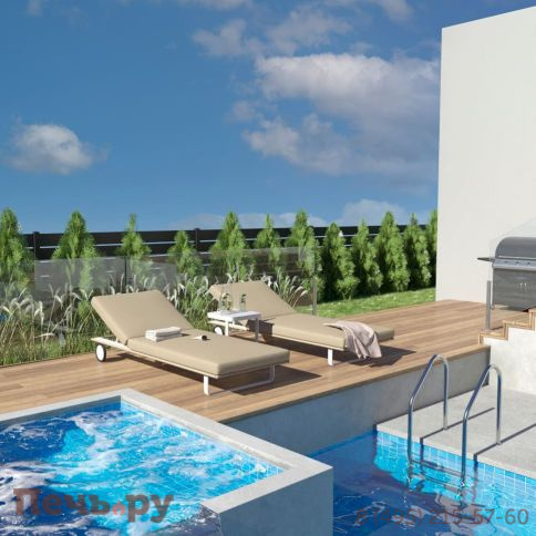 Шезлонг COSTA на колесах бежевый - белый каркас фото 3