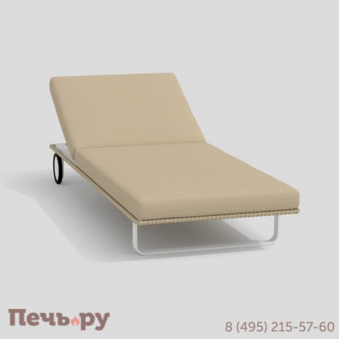 Шезлонг COSTA на колесах бежевый - белый каркас фото 6