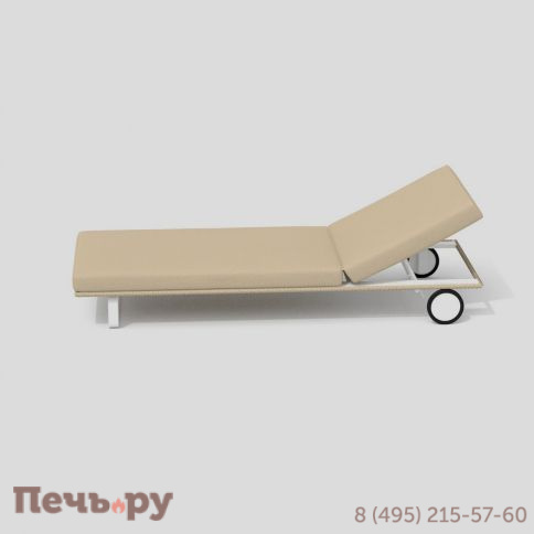 Шезлонг COSTA на колесах бежевый - белый каркас фото 7