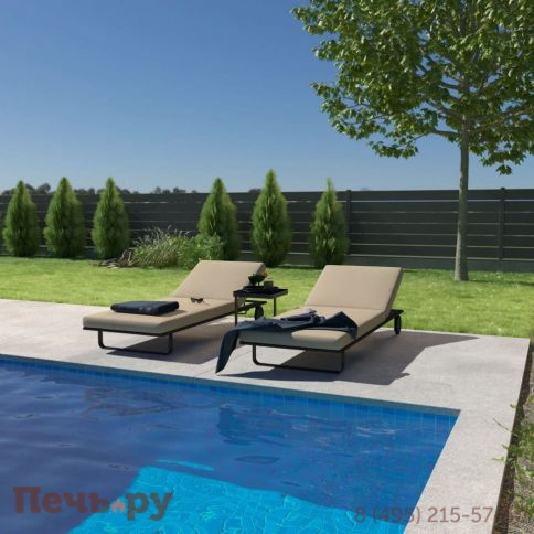 Шезлонг COSTA на колесах бежевый - каркас карбон фото 3