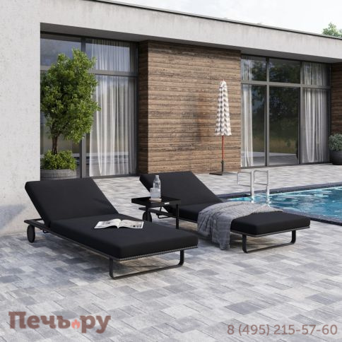 Шезлонг COSTA на колесах черный - каркас карбон фото 2