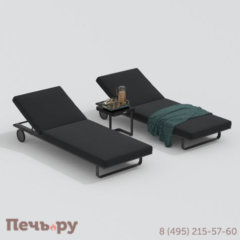 Шезлонг COSTA на колесах черный - каркас карбон фото 4