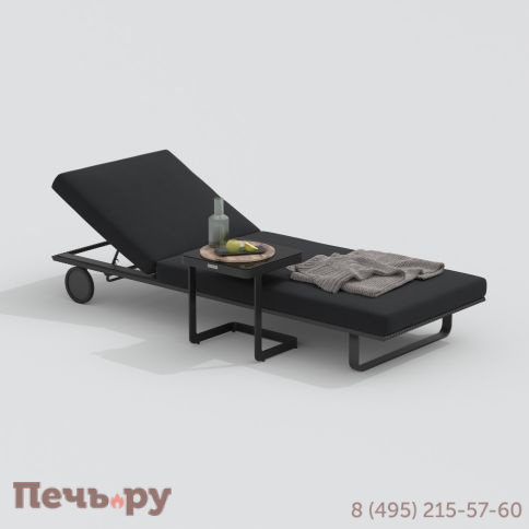 Шезлонг COSTA на колесах черный - каркас карбон фото