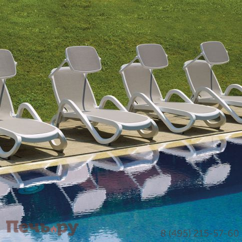 Шезлонг Gardeck Nardi Alfa с подлокотниками, белый-тортора фото 6