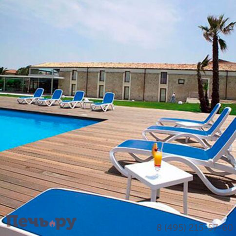 Шезлонг Gardeck Nardi Omega без подлокотников, бело-синий фото 10