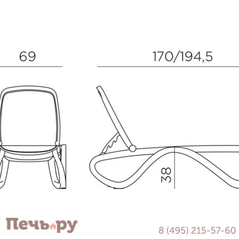 Шезлонг Gardeck Nardi Omega без подлокотников, тортора фото 10