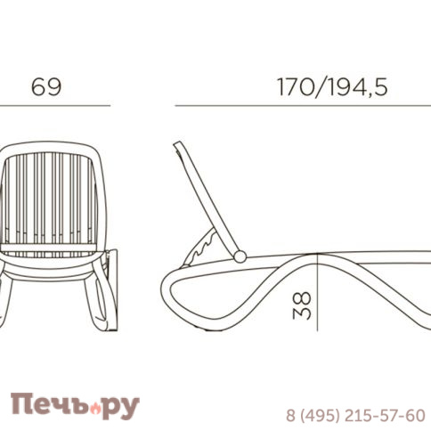 Шезлонг Gardeck Nardi Tropico без подлокотников, белый фото 5