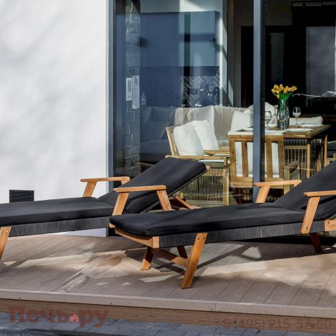 Шезлонг Royal Family Michelle Sunlounge с черной подушкой фото 2