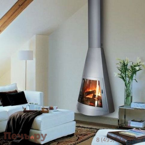 Стальной камин Hergom Creta с дверкой настенный (черный\серый) фото 3