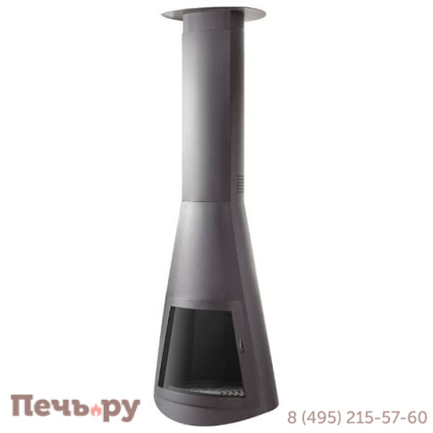 Стальной камин Hergom Creta с дверкой настенный (черный\серый) фото