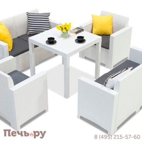 Стол Gardeck B:rattan Dallas 800*800мм, белый фото 2