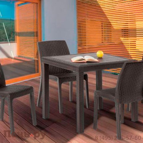 Стол Gardeck B:rattan Dallas 800*800мм, коричневый фото 3