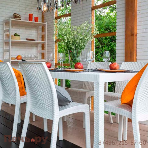 Стол Gardeck B:rattan Houston 1500*900мм, белый фото 11