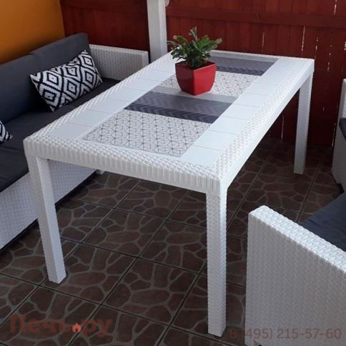 Стол Gardeck B:rattan Houston 1500*900мм, белый фото 13