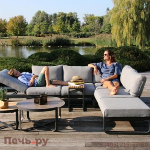 Стол кофейный Brafritid Boden антрацит/коричневый, алюминий/закаленное стекло с керамической печатью фото 4