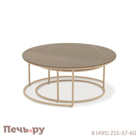 Стол кофейный Brafritid Flen бежевый, алюминий/закаленное стекло с керамической печатью фото 3