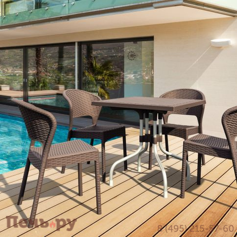 Стол пластиковый плетеный Siesta Contract Forza Rattan 80 фото 4