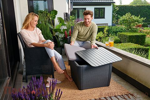 Стол-сундук Лузон Плюс (Luzon Plus Flat Wicker), графит фото 6