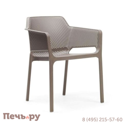 Стул-кресло Gardeck Net, тортора, с серой подушкой фото