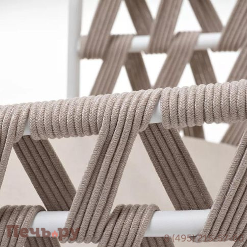 Стул плетеный из роупа 4SiS Диего, каркас из стали белый муар, роуп бежевый круглый, ткань бежевая 15052 фото 7