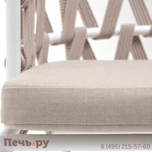 Стул плетеный из роупа 4SiS Диего, каркас из стали белый муар, роуп бежевый круглый, ткань бежевая 15052 фото 8