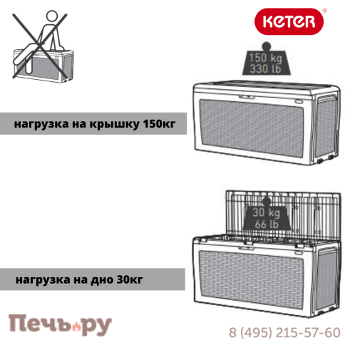 Сундук Keter Самоа (SAMOA RATTAN BOX) 270л, коричневый фото 6