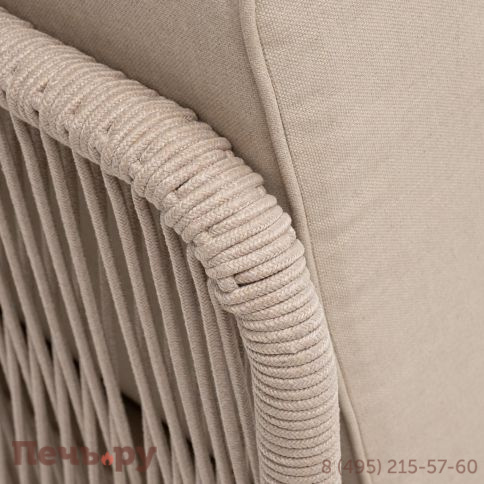 Угловой модуль 4SiS Канны плетеный из роупа, каркас алюминий белый муар, роуп бежевый круглый, ткань бежевая 15052 фото 4