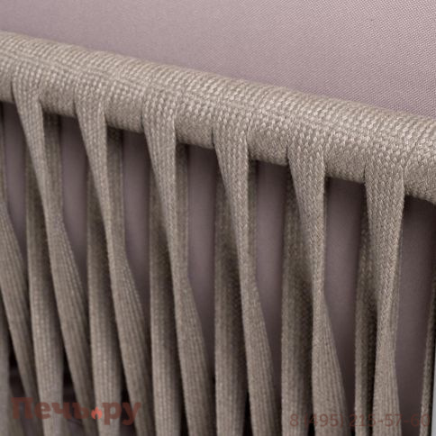 Угловой модуль 4SiS Касабланка плетеный из роупа, каркас алюминий светло-серый (RAL7035) муар, роуп серо-коричневый 23мм, ткань бежевая 052 фото 4