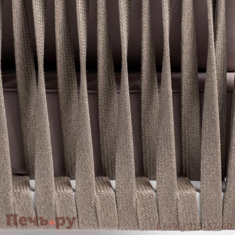 Угловой модуль 4SiS Касабланка плетеный из роупа, каркас алюминий светло-серый (RAL7035) муар, роуп серо-коричневый 23мм, ткань бежевая 052 фото 5