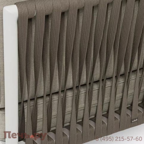 Угловой модуль плетеный из 4SiS Касабланка, каркас алюминий светло-серый (RAL7035) муар, роуп серо-коричневый 23мм, ткань бежевая 15052 фото 3