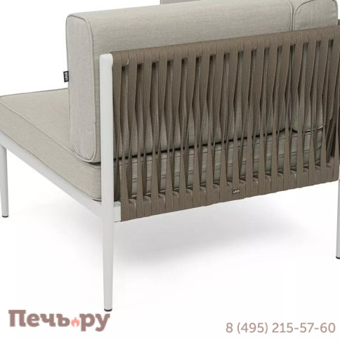 Угловой модуль плетеный из 4SiS Касабланка, каркас алюминий светло-серый (RAL7035) муар, роуп серо-коричневый 23мм, ткань бежевая 15052 фото 4