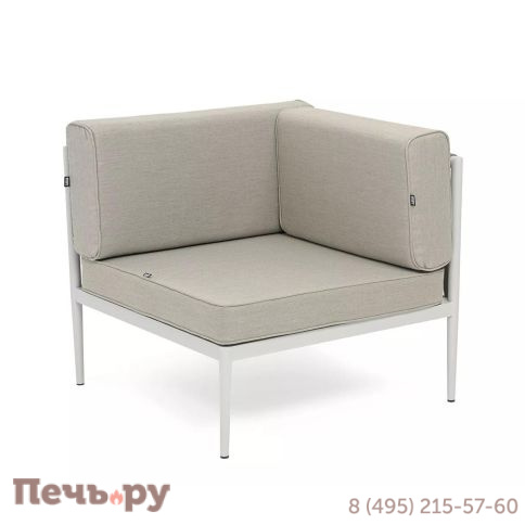 Угловой модуль плетеный из 4SiS Касабланка, каркас алюминий светло-серый (RAL7035) муар, роуп серо-коричневый 23мм, ткань бежевая 15052 фото