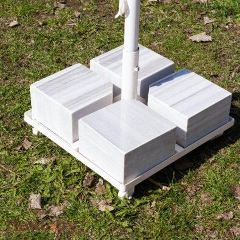 Зонт Royal Family Mistral 300 квадратный с воланом (база в комплекте) белый фото 4