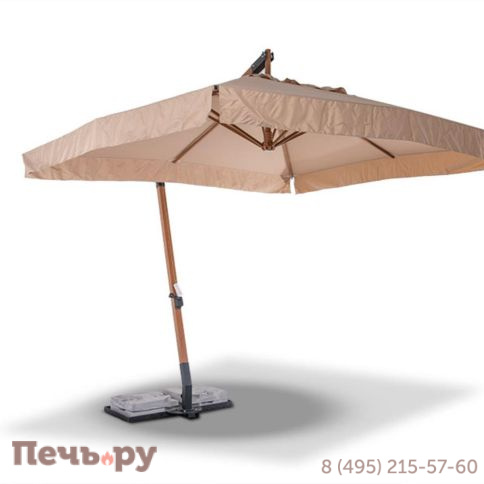 Зонт уличный 4SiS Корсика 3х3м на боковой алюминиевой опоре, цвет под дерево фото 5