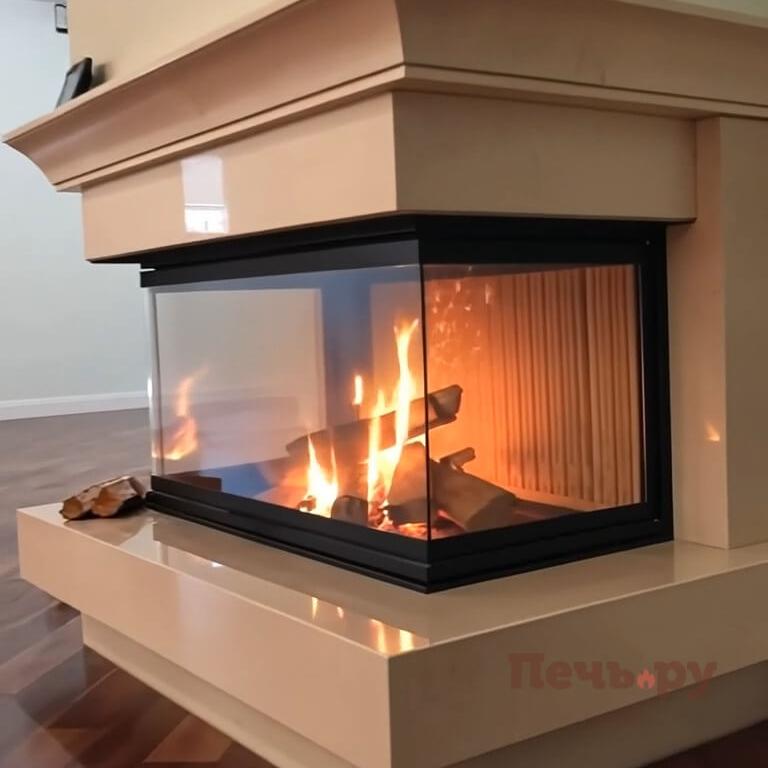 Каминная топка ЭкоКамин Дельта 800 P три стекла принтинг подовое горение видео Каминная топка ЭкоКамин Дельта 800 P три стекла принтинг подовое горение видео