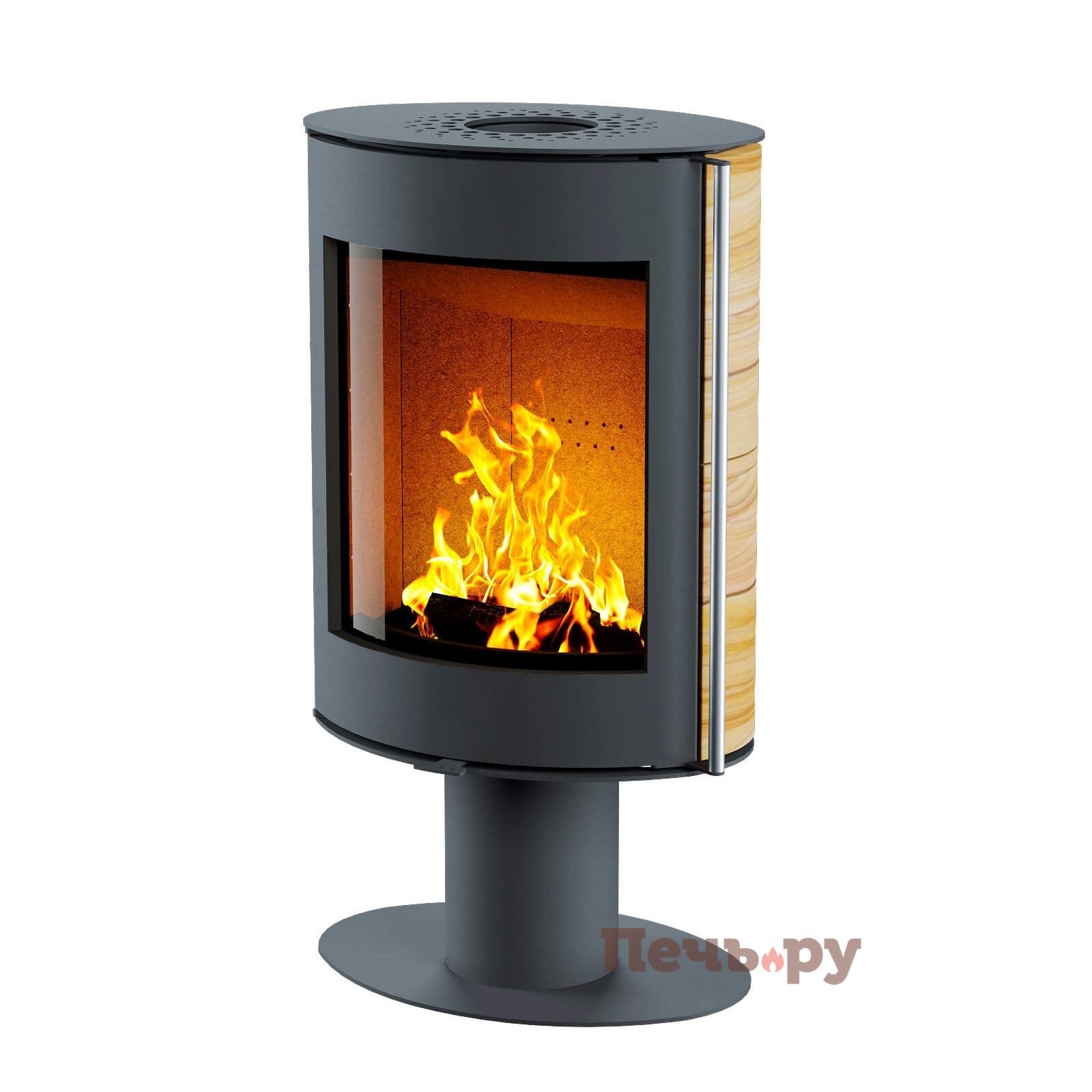 Печь камин Астов Oval (Овал), бока из камня видео Печь камин Астов Oval (Овал), бока из камня видео