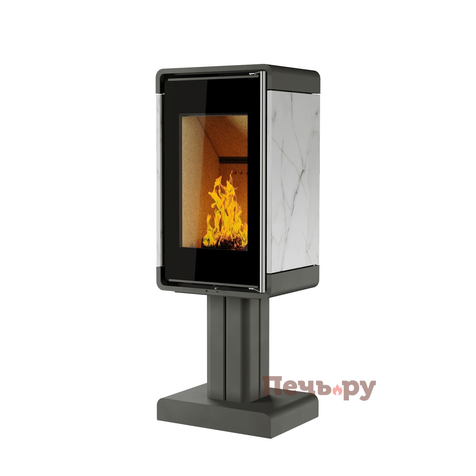 Печь-камин Астов Куб (ПК 4581) камень на ноге видео Печь-камин Астов Куб (ПК 4581) камень на ноге видео