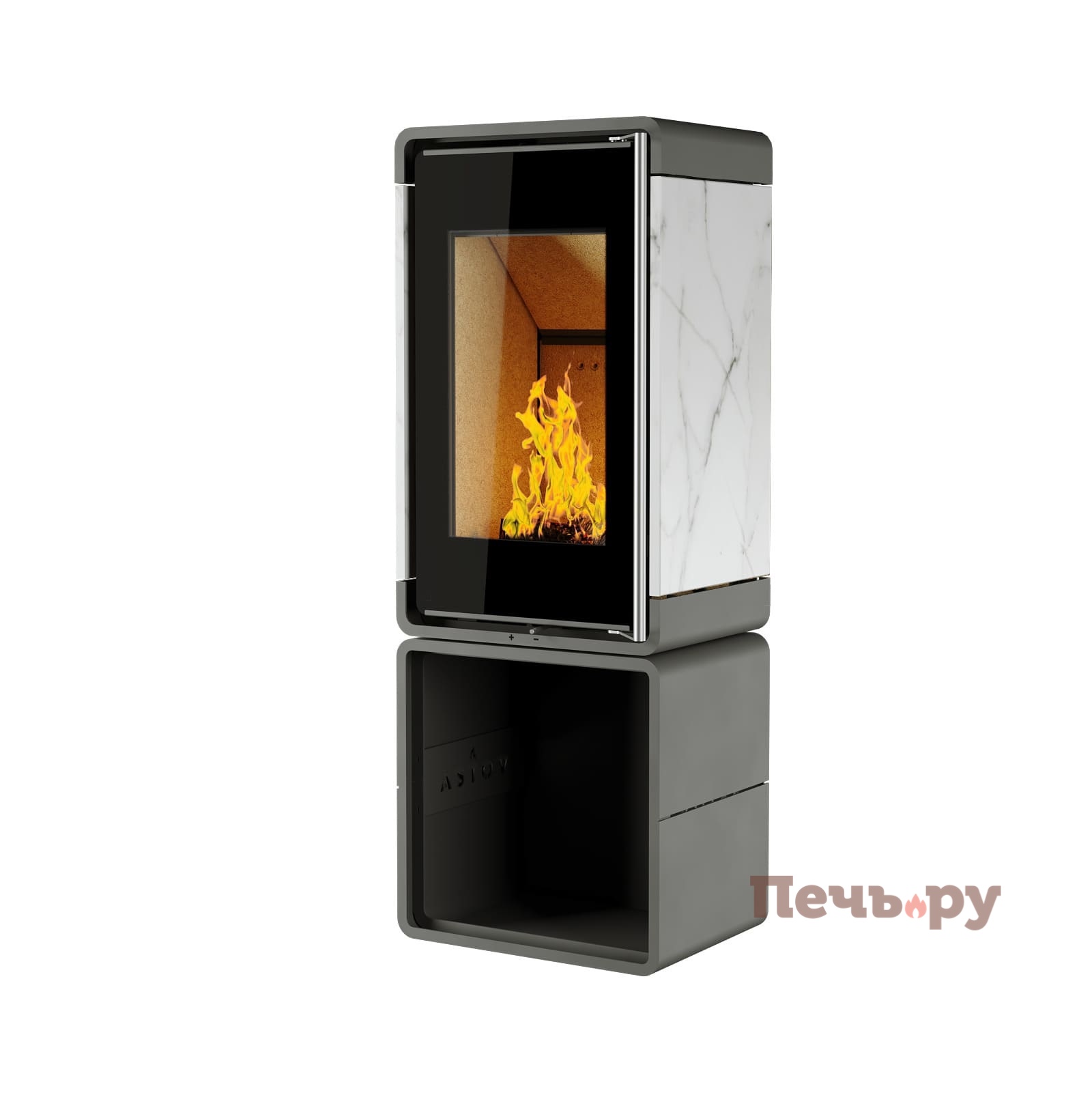 Печь камин Астов Куб (ПК 4581) камень на дровнике видео Печь камин Астов Куб (ПК 4581) камень на дровнике видео