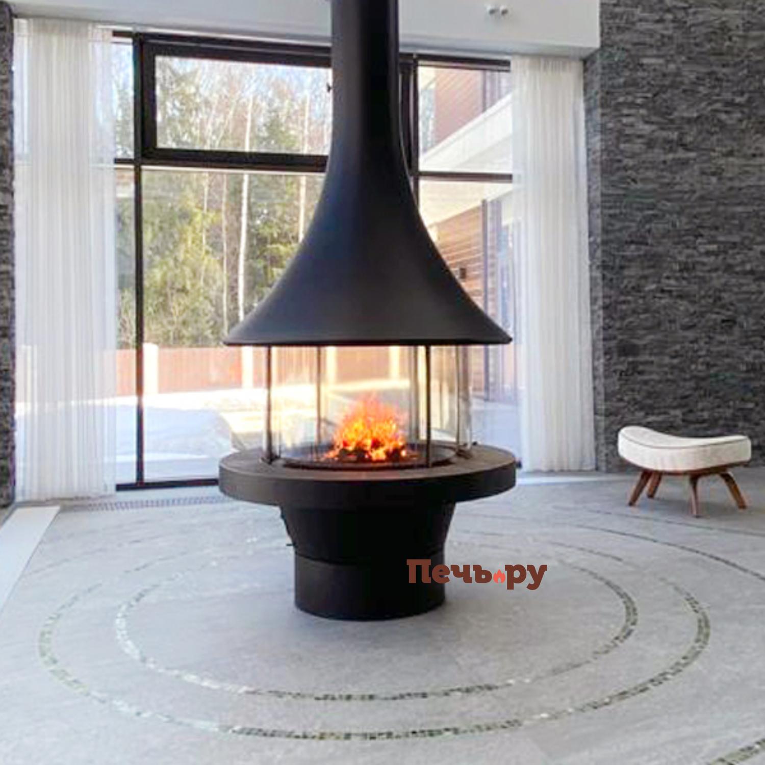 Готовый камин Bordelet Eva 992 центральный со стеклом видео Готовый камин Bordelet Eva 992 центральный со стеклом видео