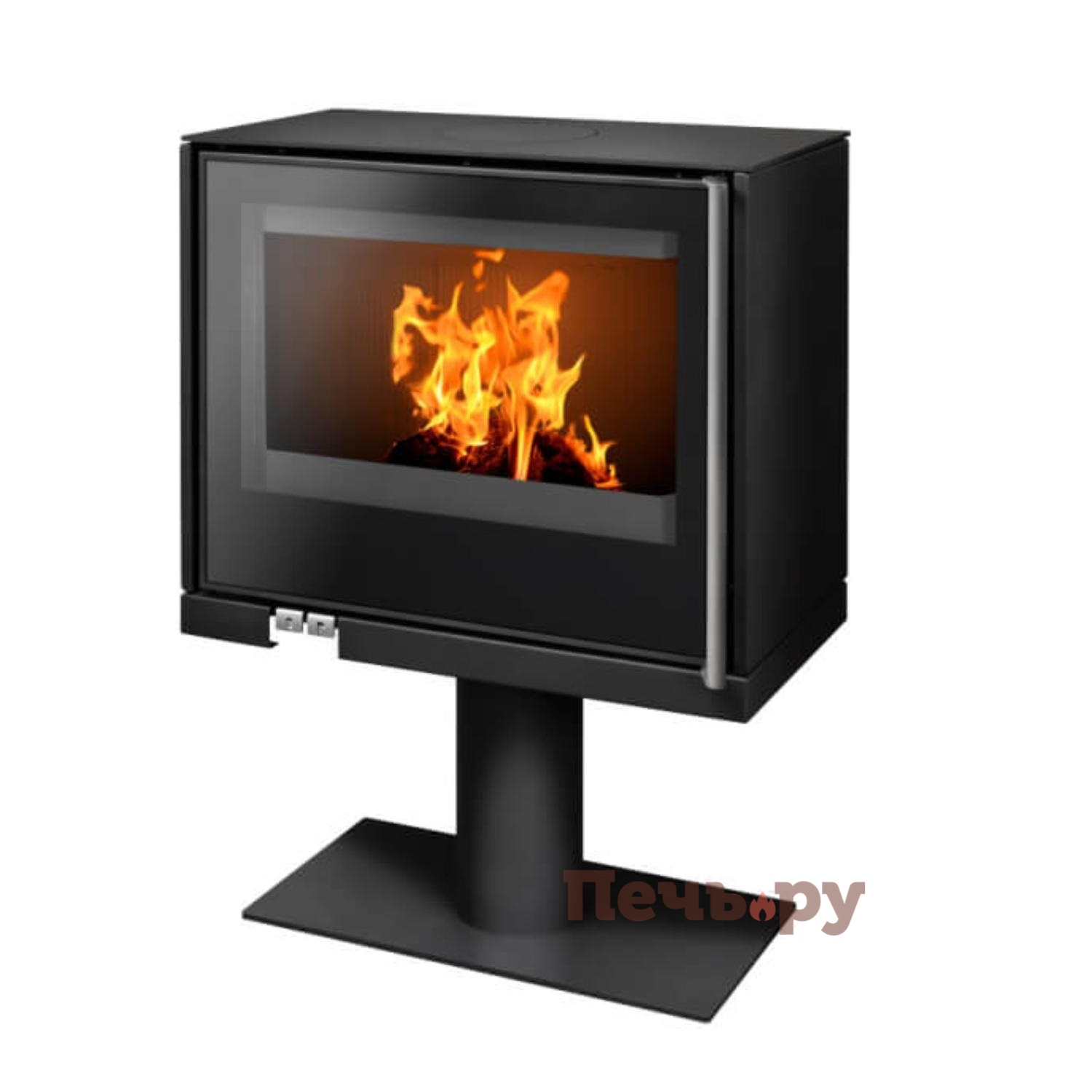 Печь-камин ABX Polar Osaka 50, черная сталь, с опорой видео