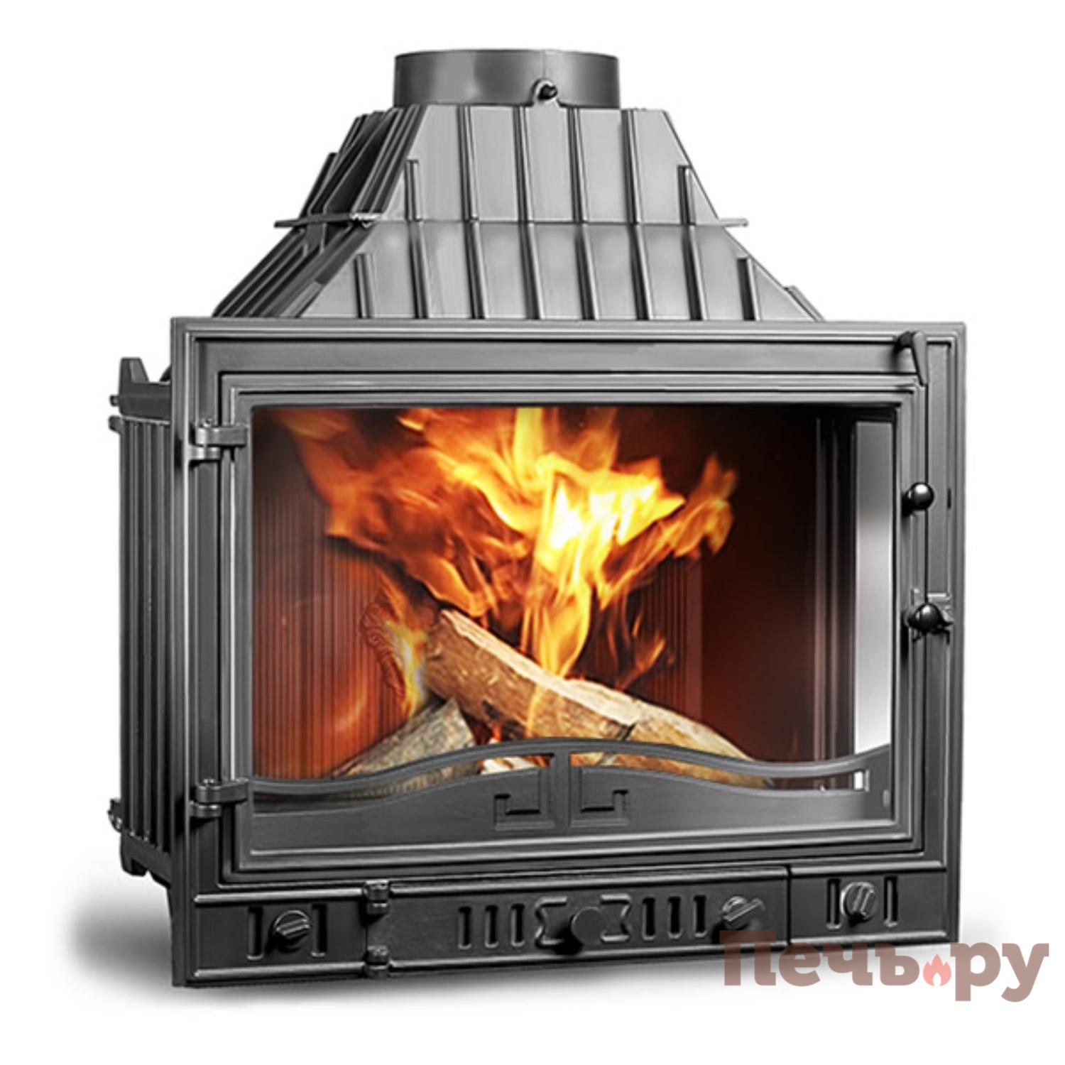 Каминная чугунная топка Kaw-Met W3 B (2 стекла) 16,7 кВт видео