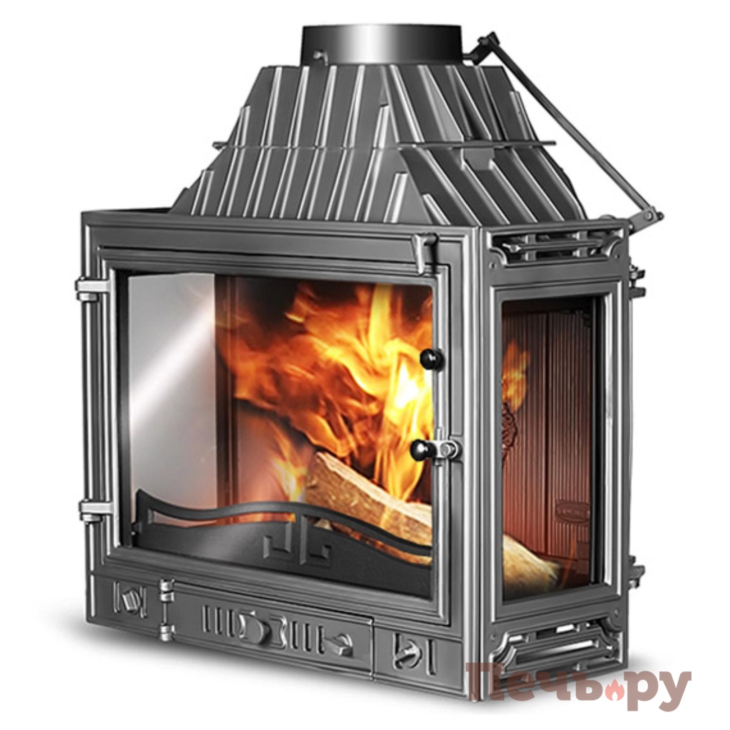 Каминная чугунная топка Kaw-Met W3PLB (3 стекла) 16,7 кВт видео Каминная чугунная топка Kaw-Met W3PLB (3 стекла) 16,7 кВт видео