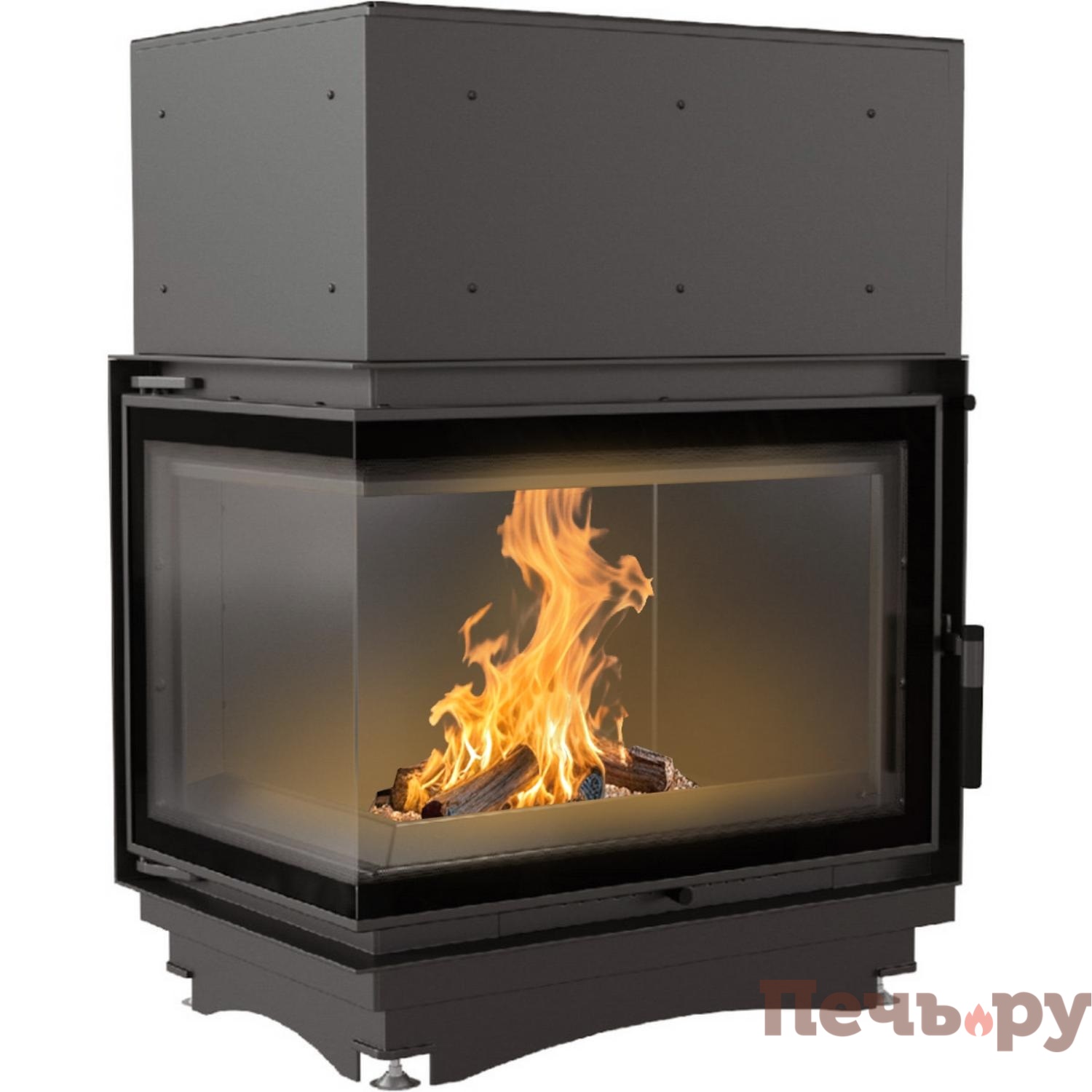 Каминная топка Kratki Zuzia/PW/BL/BP/15/BS/W/Deco, Г-образное стекло слева/справа, змеевик видео