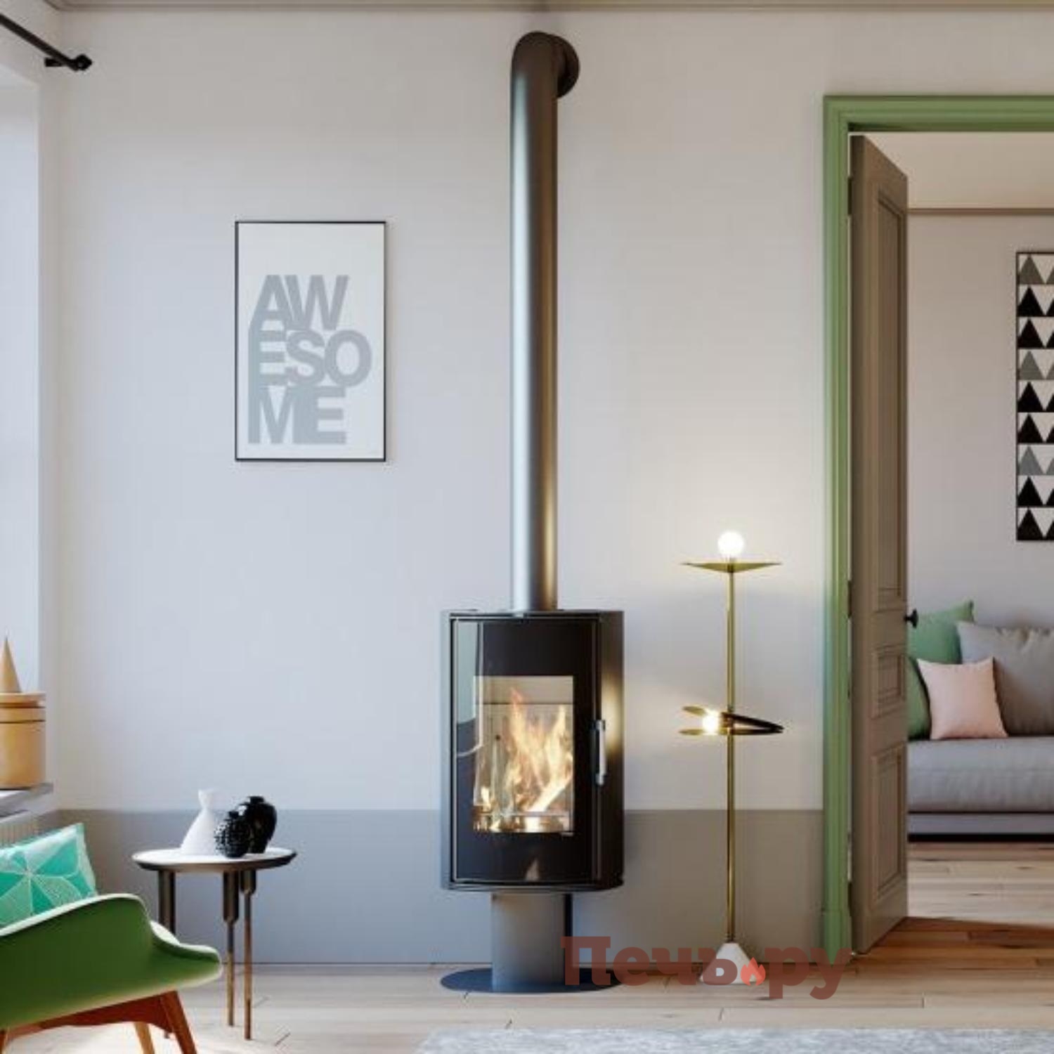 Печь камин Defro Home Orbis Top, 9кВт (черная футеровка) видео Печь камин Defro Home Orbis Top, 9кВт (черная футеровка) видео