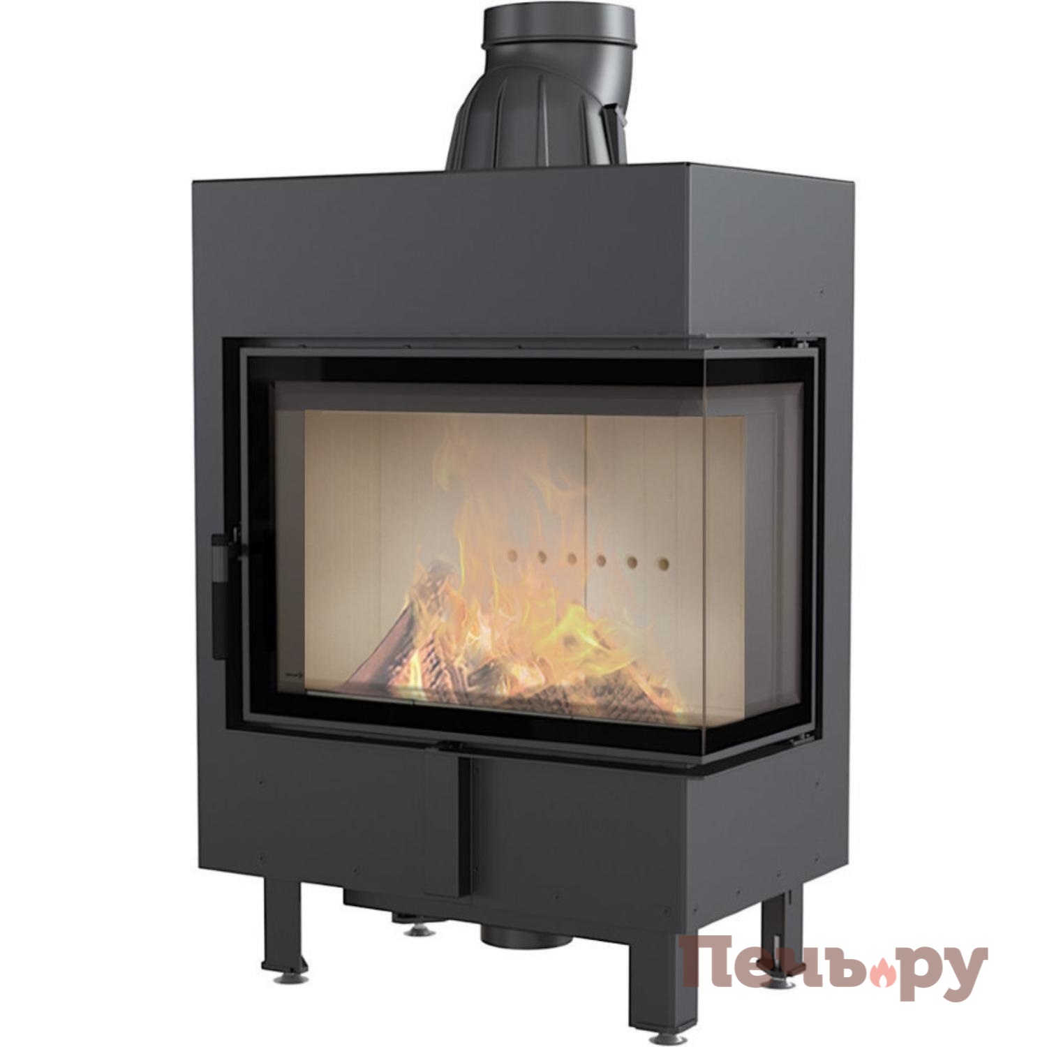 Каминная топка Kratki Pro Lucy/12/P/BS, стекло справа видео Каминная топка Kratki Pro Lucy/12/P/BS, стекло справа видео