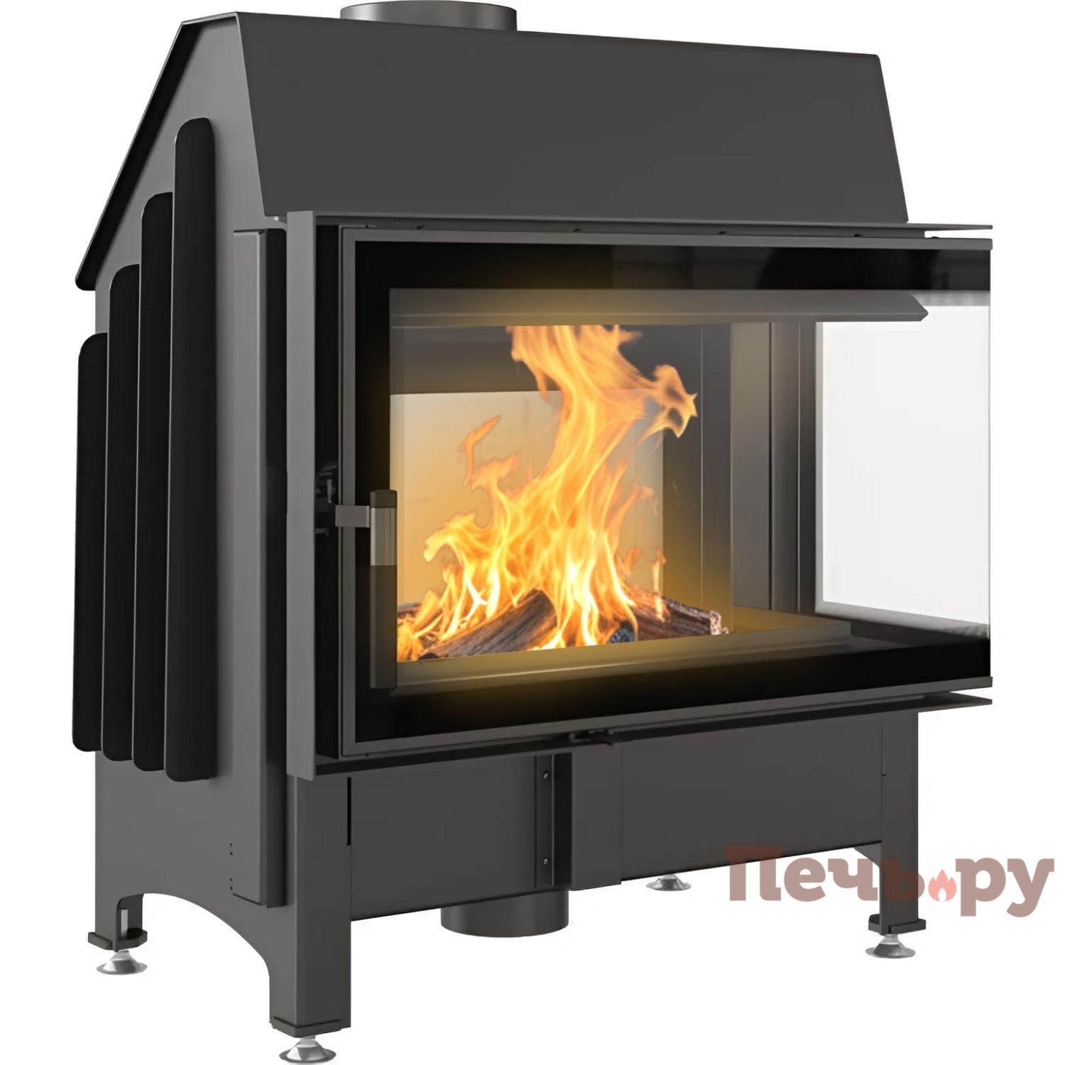 Каминная топка Kratki Zibi/P/BS/Deco (угловое  стекло справа) видео